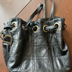 Christian Dior pre owned hobo bag, black leather Cannage bag